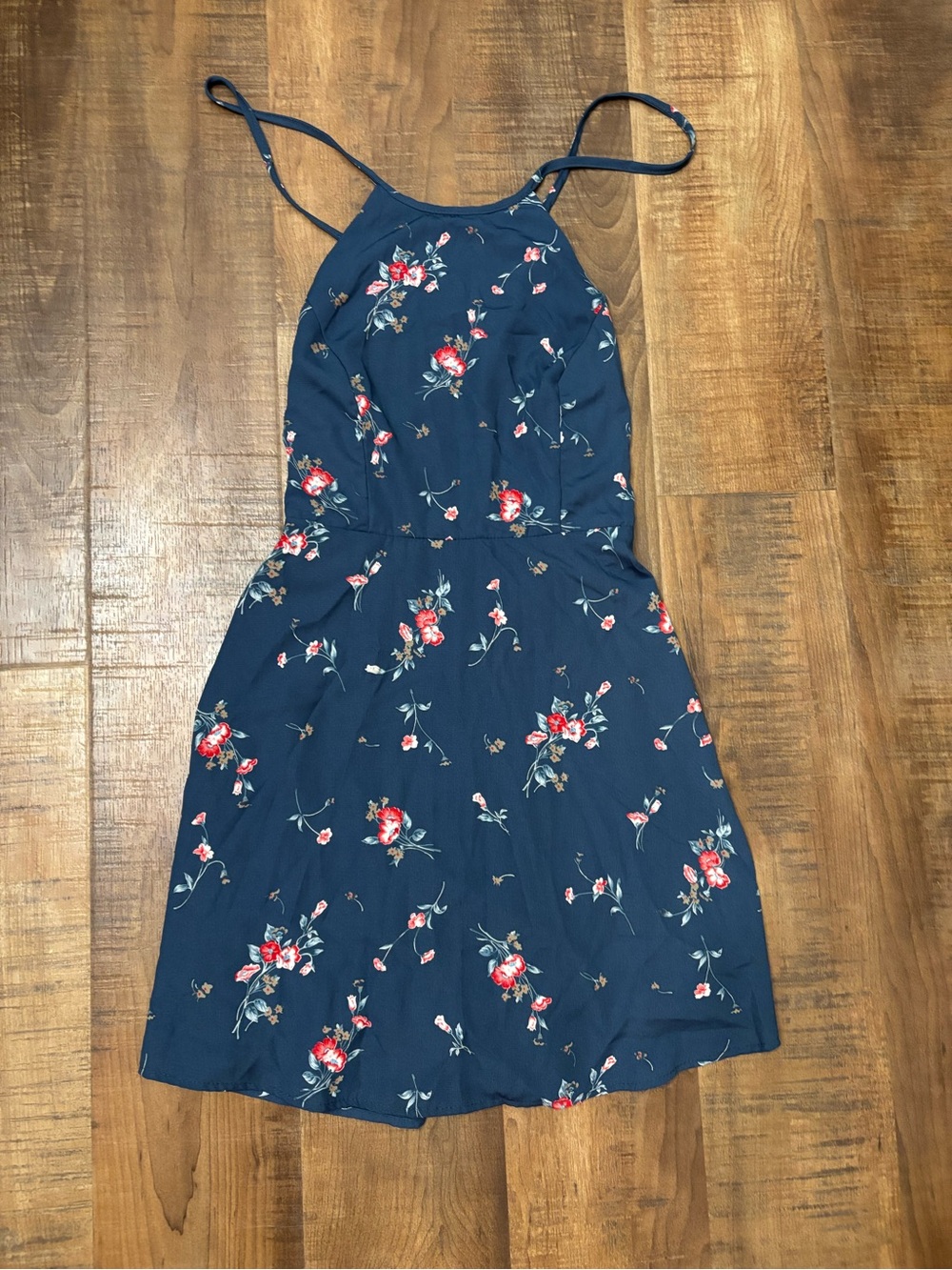 Sweet Forever Blue Floral Print Lace-Up Skater Dress mini size small
Lulus